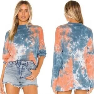 Free People We The Free | Blue and Pink Tie-Dye Long Sleeve Top Size Small